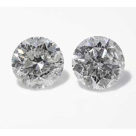 2.70 cttw Pair of Round Natural Diamonds : F / I2