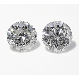 2.70 cttw Pair of Round Natural Diamonds : F / I2