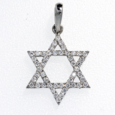 14K White Gold Star of David Pendant : 0.25 cttw Diamonds