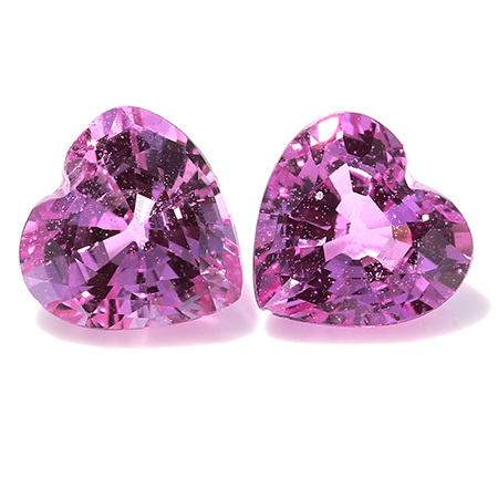 1.24 cttw Pair of Heart Shape Pink Sapphires : Fine Pink