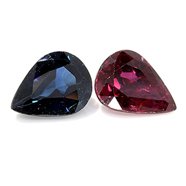 1.26 cttw Fine Bicolor Blue & Red Pair of Pear Shape Natural Sapphire & ruby