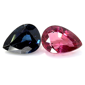 1.30 cttw Fine Bicolor Blue & Red Pair of Pear Shape Natural Sapphire & ruby