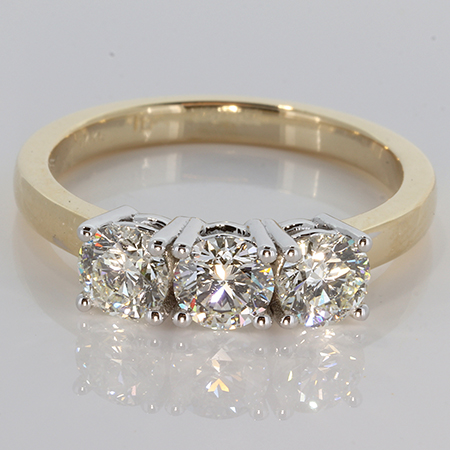 14K Two Tone Multi Stone Ring : 1.20 cttw Diamonds