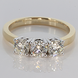 14K Two Tone Multi Stone Ring : 1.20 cttw Diamonds