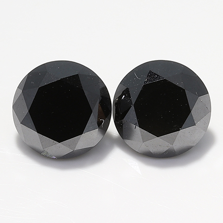 1.30 cttw Pair of Round Diamonds : Fancy Black Color Enhanced
