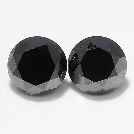 1.30 cttw Pair of  Round Natural Diamonds : Enhanced Black Color