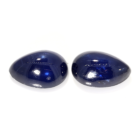 2.37 cttw Pair of Cabochon Blue Sapphires : Rich Darkish Blue