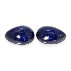 2.37 cttw Pair of Cabochon Blue Sapphires : Rich Darkish Blue
