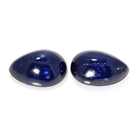 2.37 cttw Rich Darkish Blue Pair of Cabochon Natural Blue Sapphires