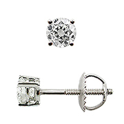 14K White Gold Basket Style 0.40 cttw Diamond Stud Earrings, G-H / SI