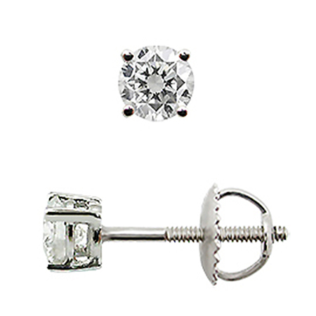 14K White Gold Basket Style Stud Earrings : 0.40 cttw Diamonds