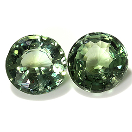 1.82 cttw Pair of Round Sapphires : Green