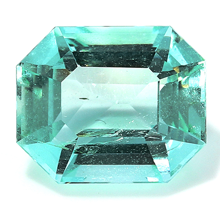 1.10 ct Light Green Natural Emerald Cut Natural Emerald