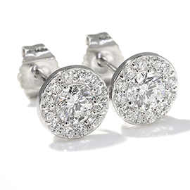 14K White Gold Stud Earrings : 0.75 cttw Diamonds