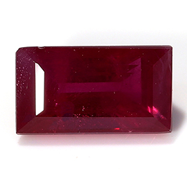 0.61 ct Emerald Cut Ruby : Rich Red