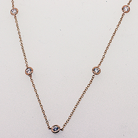 18K Rose Gold Multi Stone by the Yard Necklace : 0.50 cttw Diamonds