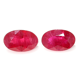 0.67 cttw Fine Red Pair of Oval Rubies