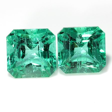 1.15 cttw Pair of Emerald Cut Emeralds : Rich Green