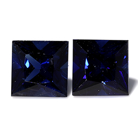 1.45 cttw Royal Blue Pair of Princess Cut Natural Blue Sapphires