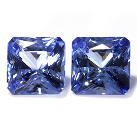 1.53 cttw Fine Blue Pair of Princess Cut Natural Blue Sapphires