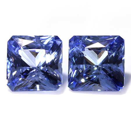 1.53 cttw Pair of Princess Cut Blue Sapphires : Fine Blue