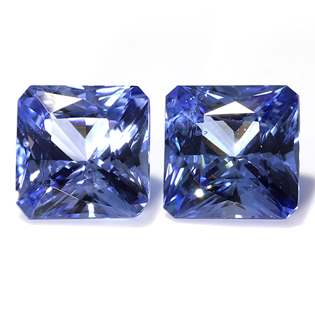 1.53 cttw Fine Blue Pair of Princess Cut Natural Blue Sapphires