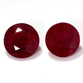 6.01 cttw Deep Rich Red Pair of Round Rubies