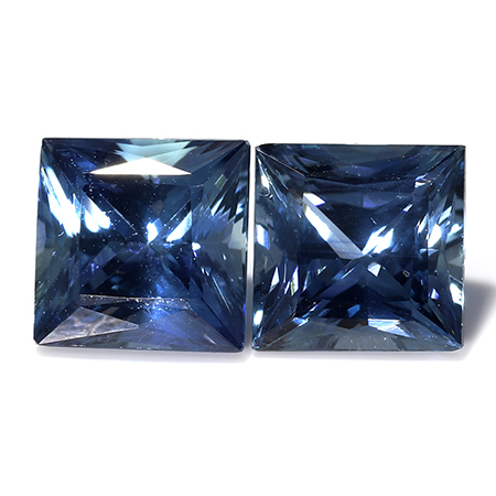 1.58 cttw Pair of Princess Cut Blue Sapphires : Cornflower Blue