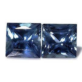 1.58 cttw Pair of Princess Cut Blue Sapphires : Cornflower Blue