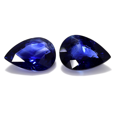 1.57 cttw Pair of Pear Shape Sapphires : Royal Blue