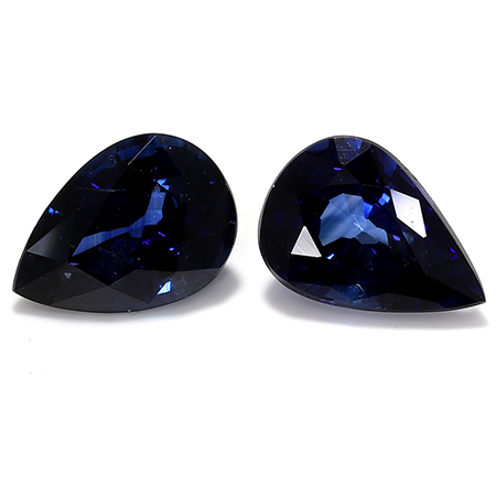 1.49 cttw Rich Blue Pair of Pear Shape Natural Sapphires