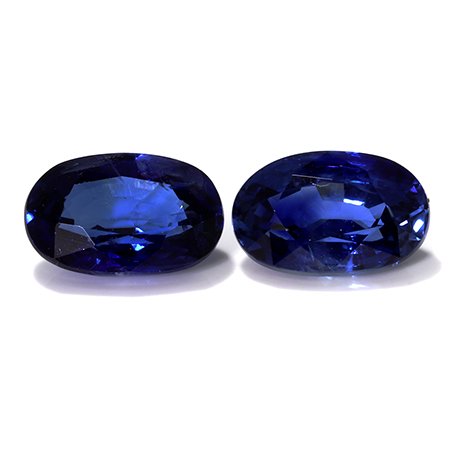 1.97 cttw Pair of Oval Blue Sapphires : Rich Blue