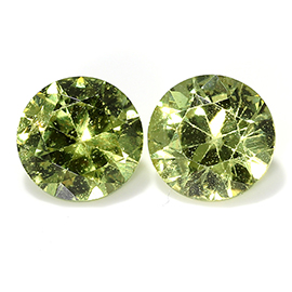 1.05 cttw Pair of Round Yellow Sapphires : Greenish Yellow