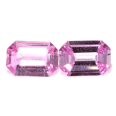 1.19 cttw Pair of Emerald Cut Pink Sapphires : Fine Pink
