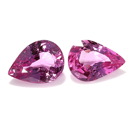 2.47 cttw Rich Pink Pair of Pear Shape Natural Pink Sapphires