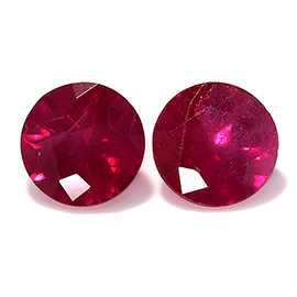 0.91 cttw Pair of Round Rubies : Pigeon Blood Red