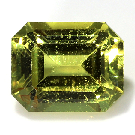0.65 ct Emerald Cut Yellow Sapphire : Greenish Yellow