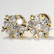 18K Yellow Gold Designer 1.60cttw Diamond Earrings