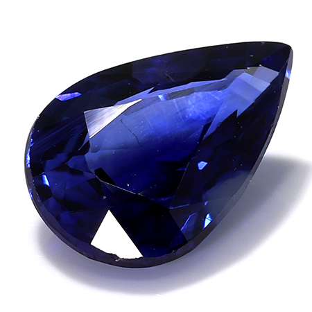 0.88 ct Pear Shape Blue Sapphire : Rich Royal Blue