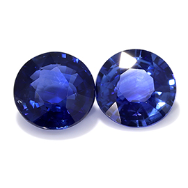 1.87 cttw Pair of Round Blue Sapphires : Royal Blue