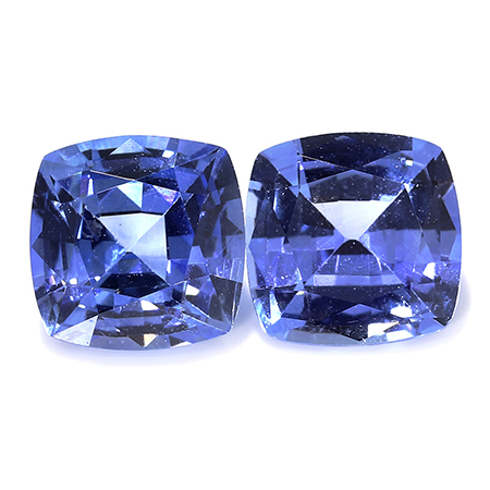 1.78 cttw Pair of Cushion Cut Blue Sapphires : Fine Blue