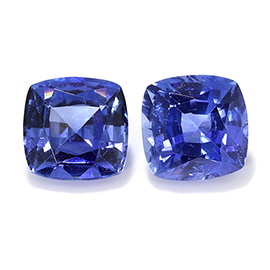 1.90 cttw Fine Royal Blue Pair of Cushion Cut Natural Blue Sapphires