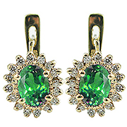 14K Yellow Gold 1.85cttw Emerald & Diamond Earrings