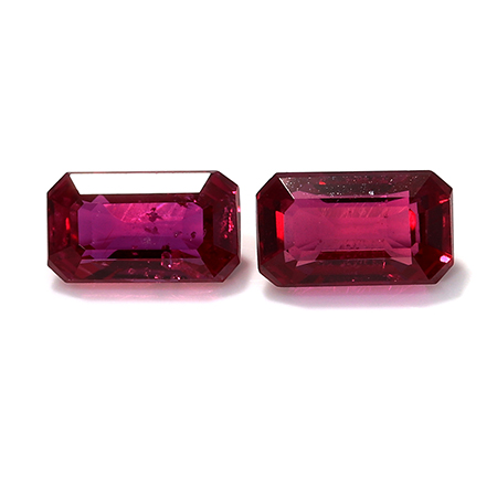 0.59 cttw Pair of Emerald Cut Rubies : Red