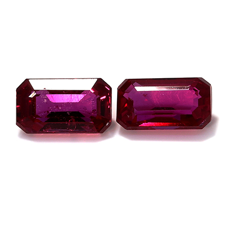 0.52 cttw Pair of Emerald Cut Rubies : Red