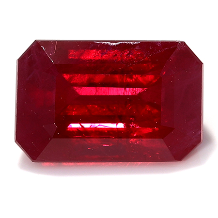 2.05 ct Emerald Cut Ruby : Fiery Red
