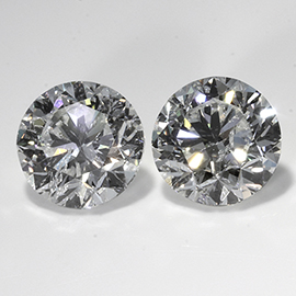 2.00 cttw Pair of Round Natural Diamonds : F / I1