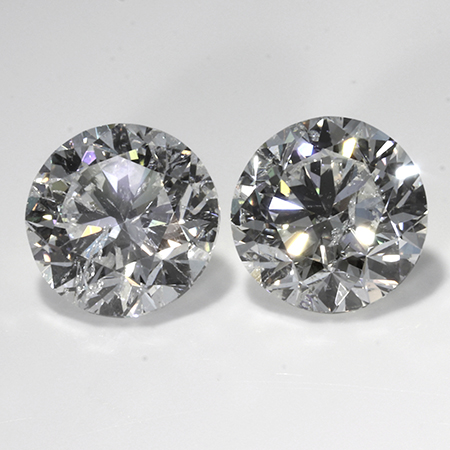 2.00 cttw Pair of Round Natural Diamonds : F / I1
