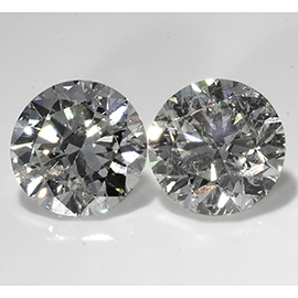 2.09 cttw Pair of Round Natural Diamonds : H / I1