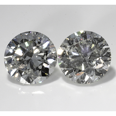 2.09 cttw Pair of Round Diamonds : H / I1